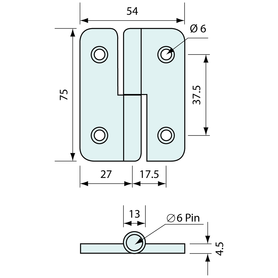 Lift Off Hinge Left Hand Chrome 75mm
